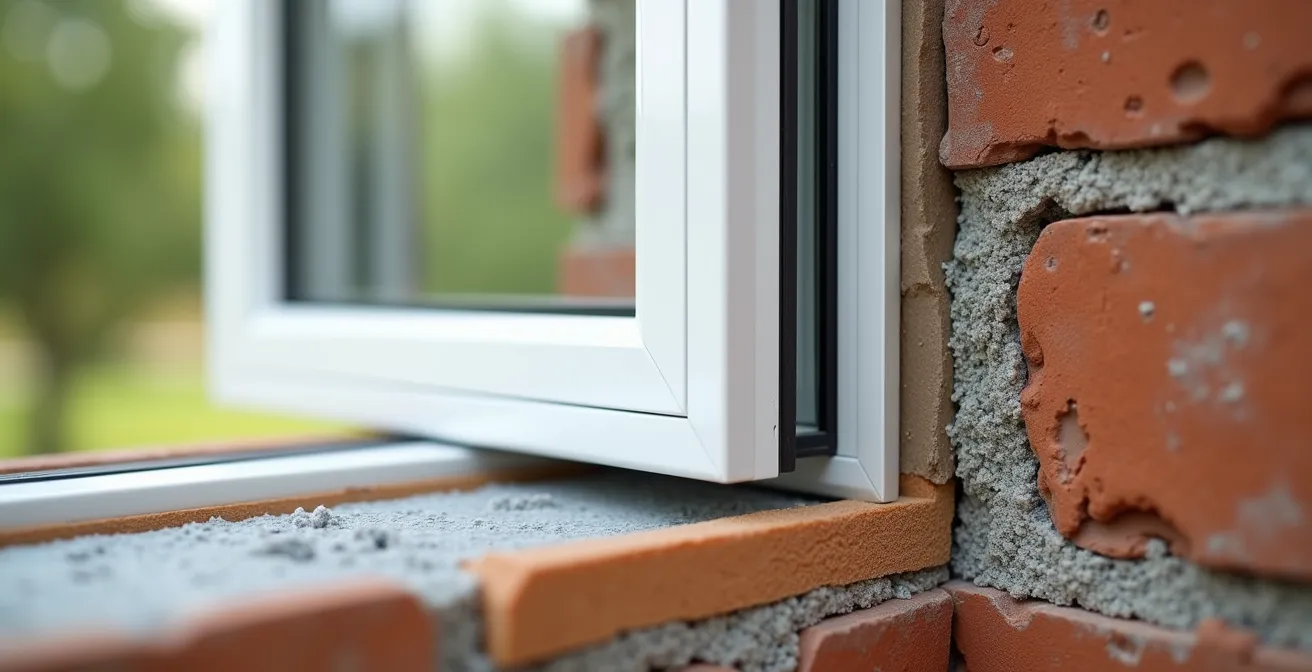 Dwarsdoorsnede raam met correcte plaatsing voor latere gevelisolatie