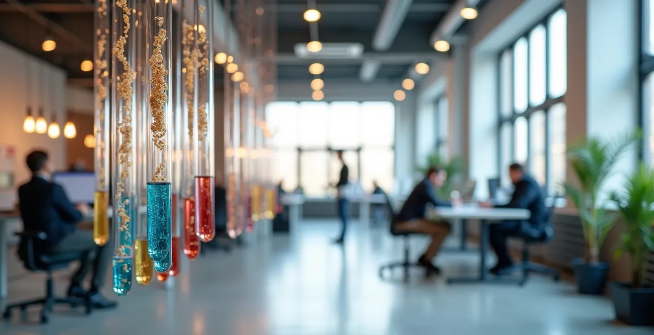 Abstracte visualisatie van gegevensstroom tussen verschillende bedrijfssystemen