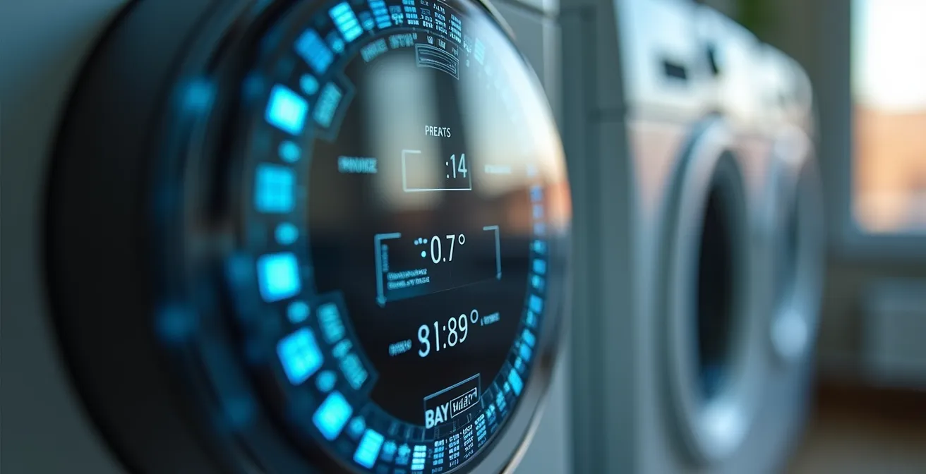 Moderne slimme meter in Vlaamse woning met visualisatie van energieverbruik