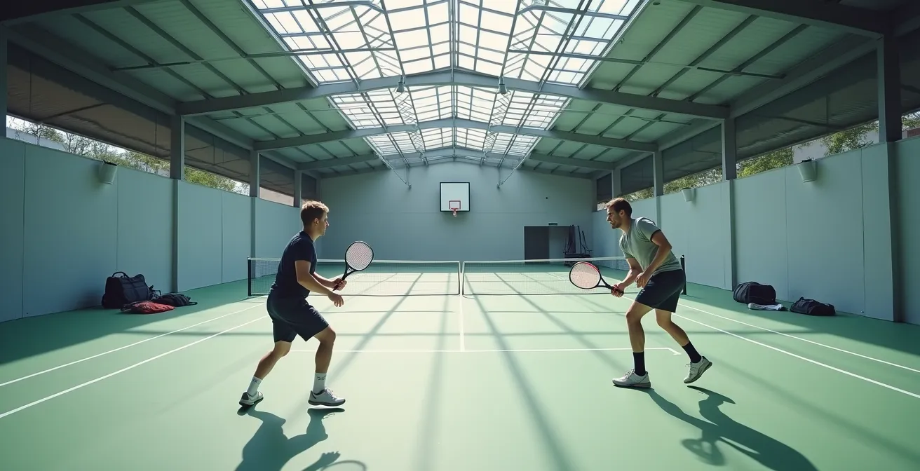 Padelspelers warming-up voor P-toernooi op Vlaamse club