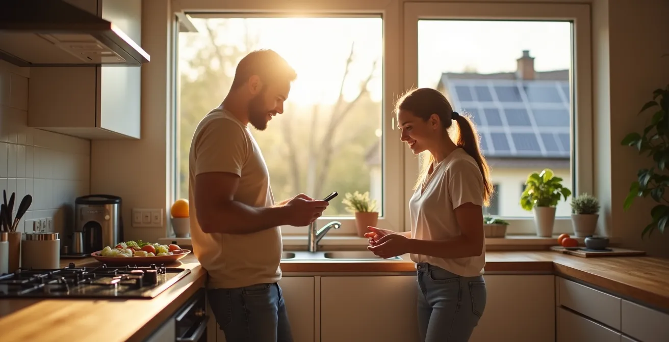 Modern Vlaams huis met zonnepanelen en slimme energiesturing